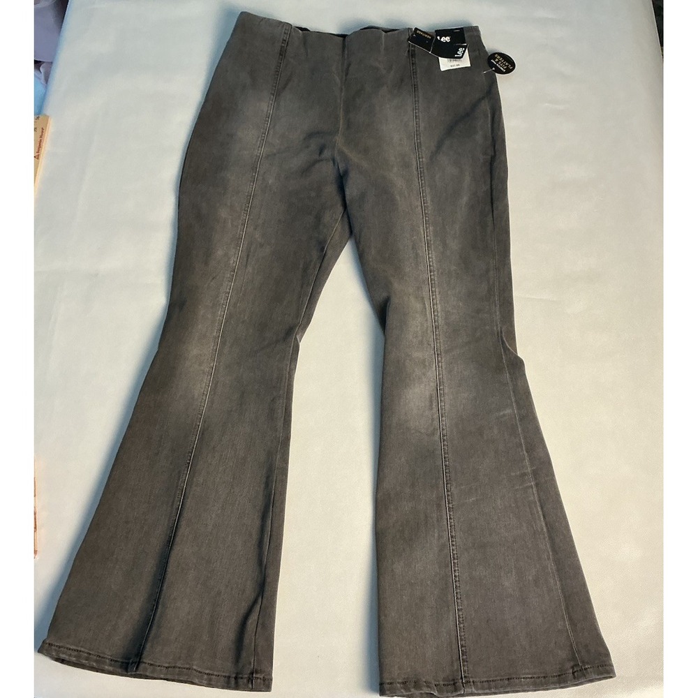 NWT XL Lee Heritage Jeans Women's  Charcoal Bootcut Flare Stretch Pullon Hippy